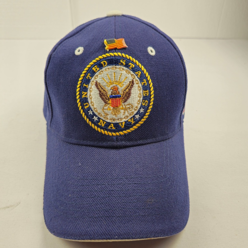 United States Navy Cap Hat Blue Strapback Embroidered Seal Flag Pin Captown